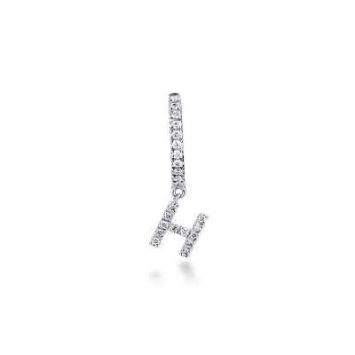 Mono boucle d'oreille en or blanc 18 carats, avec lettre H