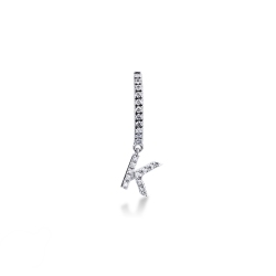 Mono boucle d'oreille en or blanc 18 carats, avec lettre K sertie de diamants