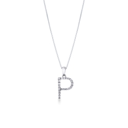 Collier avec lettre  P en or blanc 750 et diamants