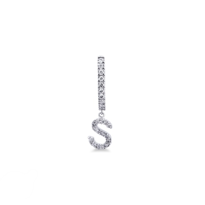 Pendentif  lettre S en or blanc 750 et diamants