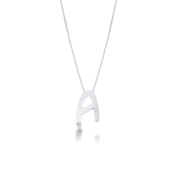 Collier avec lettre  A en or blanc et diamants