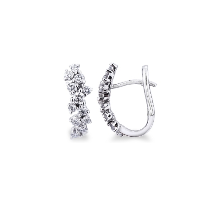 Boucles d oreilles design en or blanc 18k avec diamants