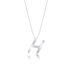 Collier en or blanc 18 carats avec chaîne et pendentif lettre H