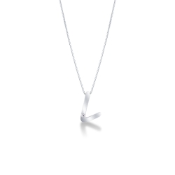 Collier en or blanc 18k lettre L et diamant