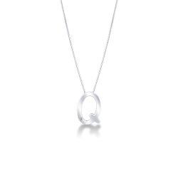 Collier or blanc 18k lettre Q diamant