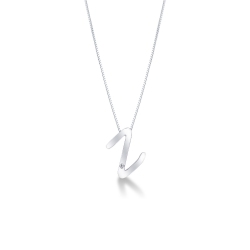 Collier en or blanc 18k avec pendentif lettre Z