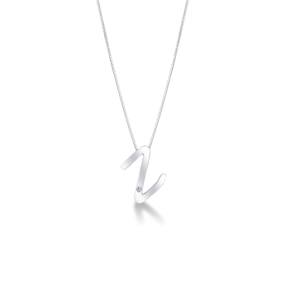 Collier en or blanc 18k avec pendentif lettre Z