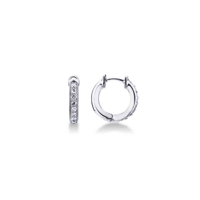 Boucles d'oreilles créoles en or blanc 18k ct. 0,12