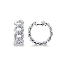  Boucles d'oreilles rondes en Or Blanc 18k avec Diamants