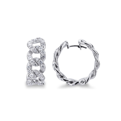 Boucles d'oreilles rondes en Or Blanc 18k avec Diamants
