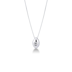Collier en or blanc 18k avec diamant 0,8 cm
