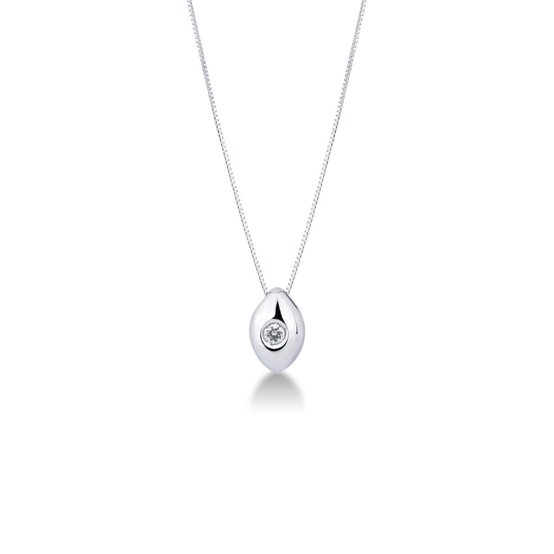 Collier en or blanc 18k avec diamant 0,8 cm