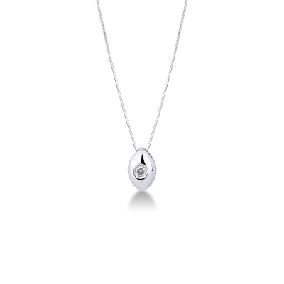 Collier en or blanc 18k avec diamant 0,8 cm