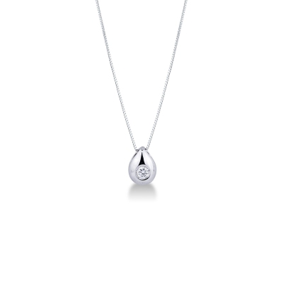 Collier goutte en or blanc 18k et diamant 