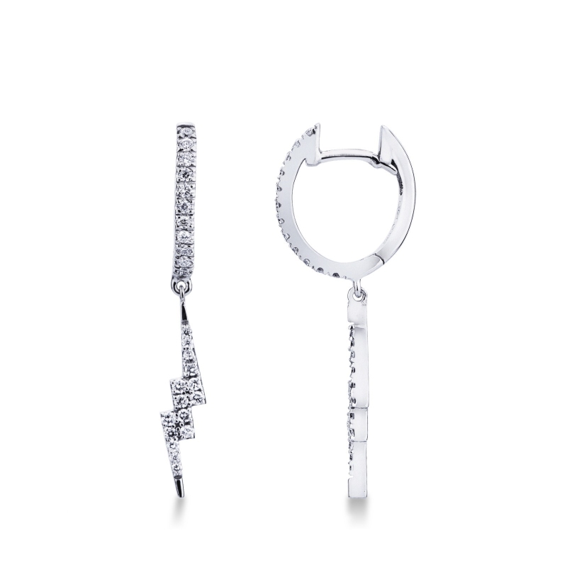 Boucles d'oreilles en or blanc en forme d'éclair