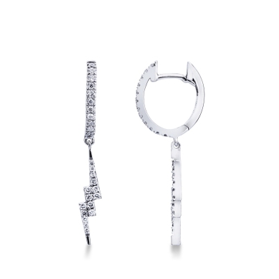 Boucles d'oreilles en or blanc en forme d'éclair