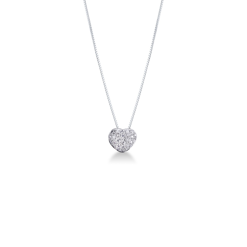 Collier à coeur en or blanc 18k avec pendentif de diamants