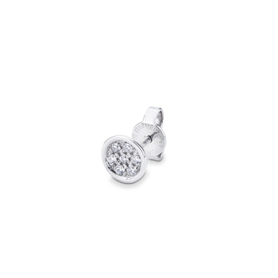 Mono boucle d'oreille en or blanc 18 carats sertie de diamants