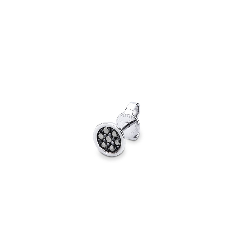Mono boucle d'oreille en or blanc 18 carats en diamants noirs
