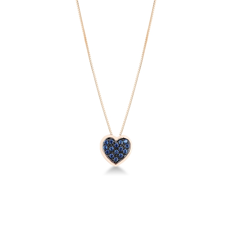 Collier en or rose 18k saphirs bleus