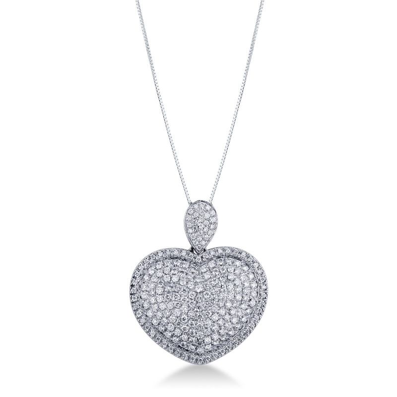 Pendentif avec cœur pavé de diamants 2.00 ct au total