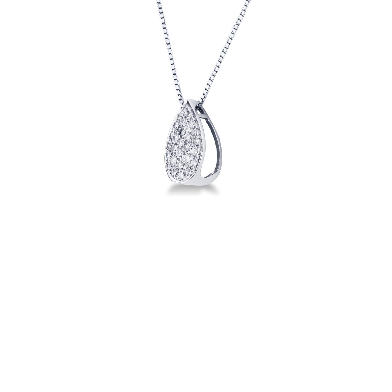 Collier en or blanc 18k avec pendentif en forme de goutte serti de diamants