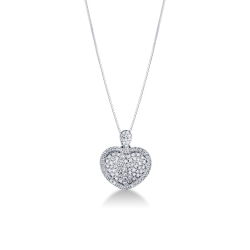 Collier en or blanc 18k avec pendentif en forme de cœur en diamant 0.78 ct