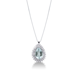 Collier en or blanc 18k avec aquamarine et diamants 