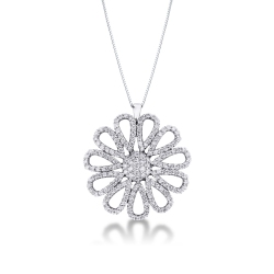 Collier en or blanc 18k orné d’une fleur de diamants