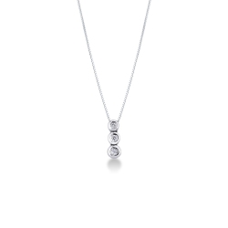 Collier or blanc 18k pendentif trilogy diamants
