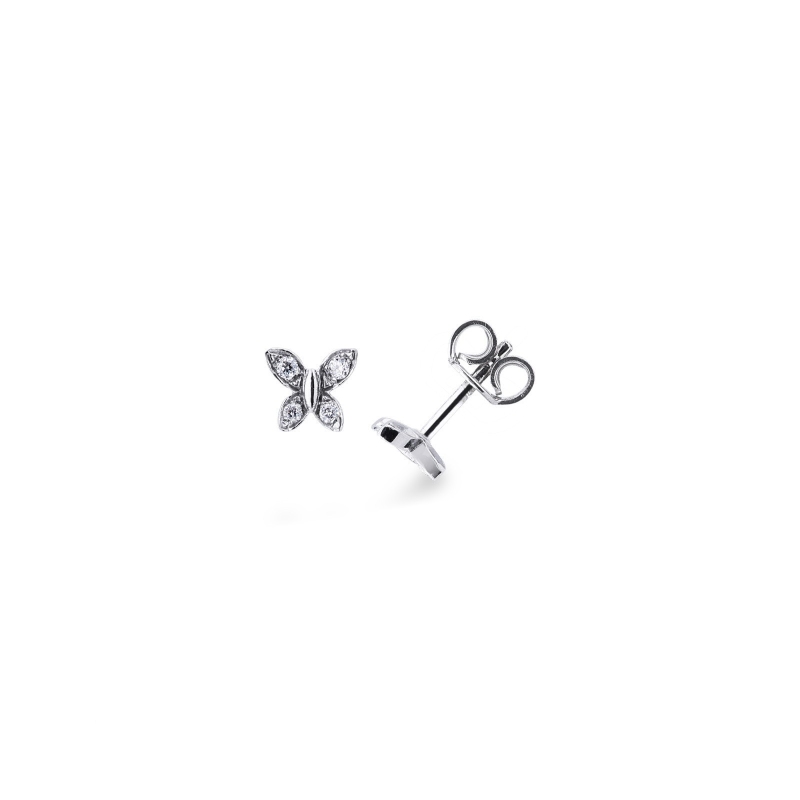 Boucles d’oreilles papillon en or blanc 18k avec diamants 5 mm