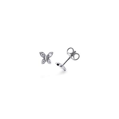 Boucles d’oreilles papillon en or blanc 18k avec diamants 5 mm