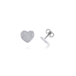 Boucles d'oreilles en or blanc 18 carats cœur avec diamants