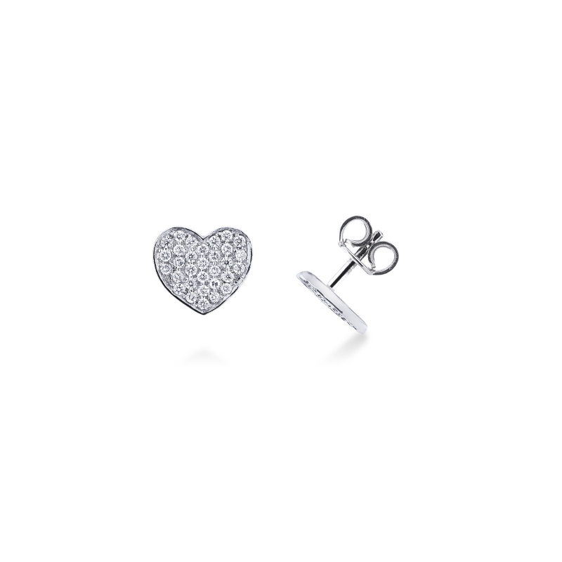 Boucles d'oreilles en or blanc 18 carats cœur avec diamants
