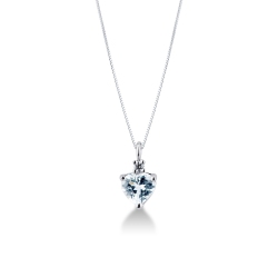 Collier avec pendentif aigue-marine en forme de coeur et diamant