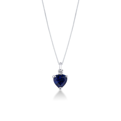 Collier femme en or blanc 18 carats serti d’un saphir bleu