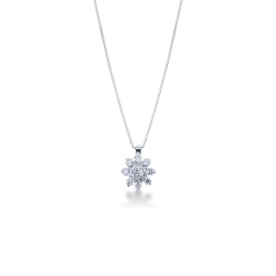 Collier Fleur en Or Blanc 18k avec Diamants