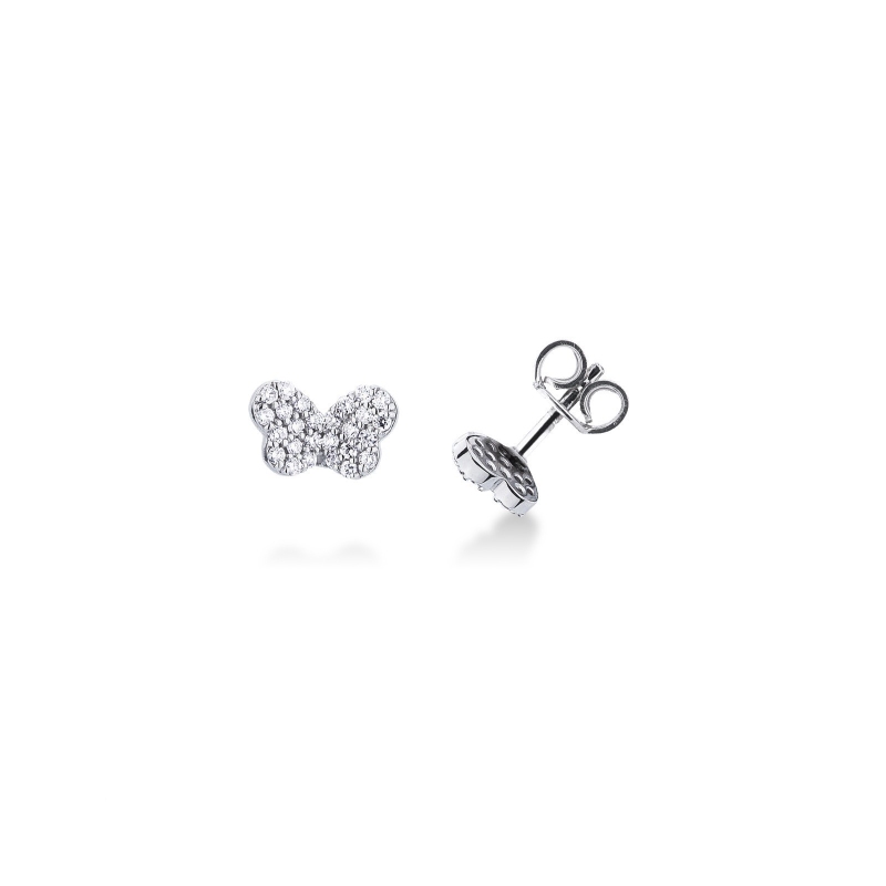 Boucles d’oreilles en or blanc 18k motif papillon avec diamants