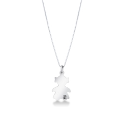 Collier avec Pendentif Petite Fille en Or Blanc 18k avec Diamant 