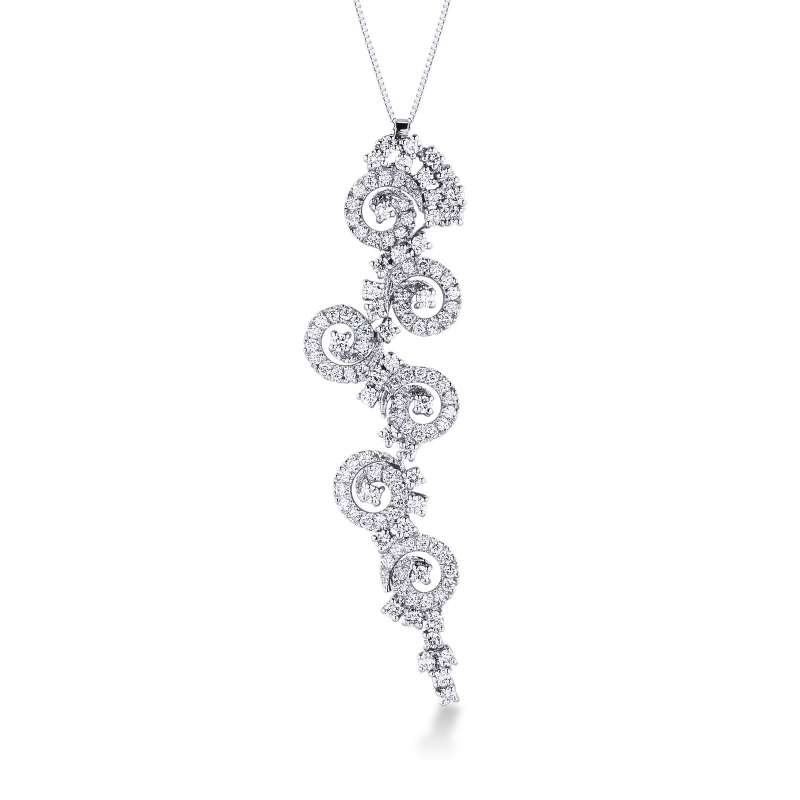 Collier avec pendentif en or blanc 18 ct serti de diamants