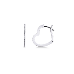 Boucles d'oreilles cœur en or blanc 18k serties de diamants