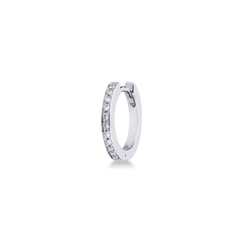 Créole unique en or blanc 18k avec des diamants