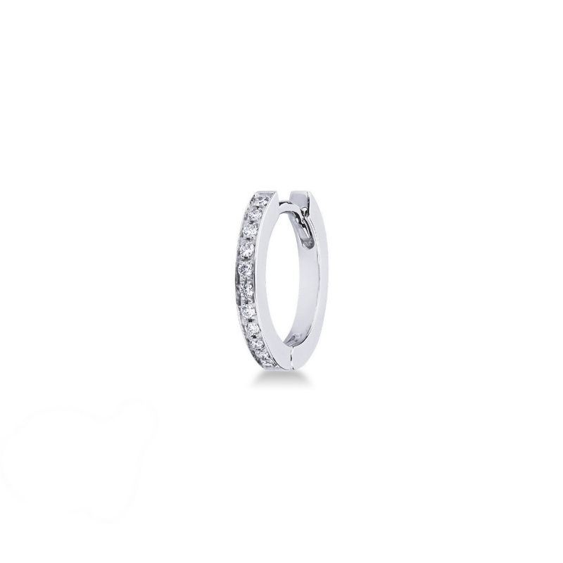 Créole unique homme en or blanc 18k avec des diamants