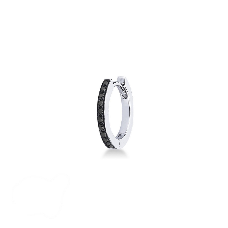 Mono Créole en or blanc 18k avec diamants noirs