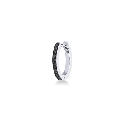 Mono Créole en or blanc 18k avec diamants noirs