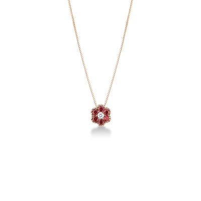 Collier en or rose 18 carats fleur de 7 mm