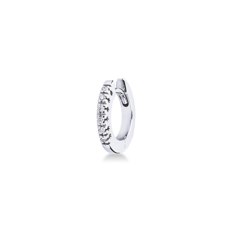 Créole mono en or blanc 18k et diamants blancs