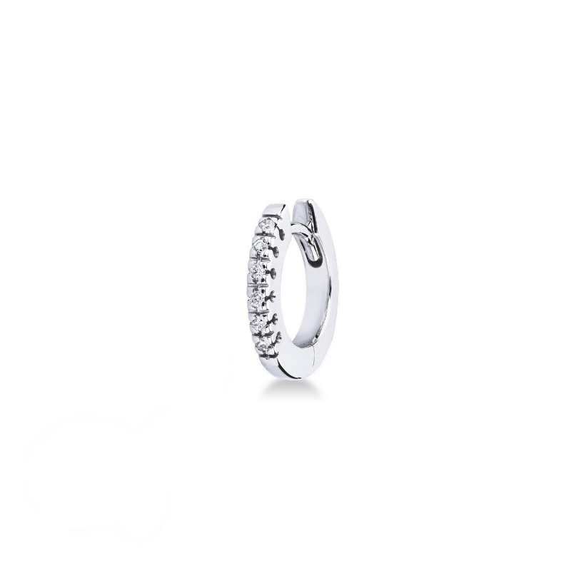 Créole mono en or blanc 18k et diamants