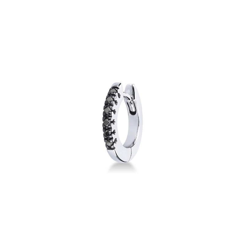 Créole mono en or blanc 18k et diamants noirs