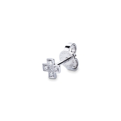 Boucle d'oreille mono en croix en or blanc 18 carats avec des diamants